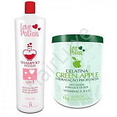 Набор коллагеновый восполнитель LOVE POTION GELATINA GREEN APPLE 250/250 мл (разлив)
