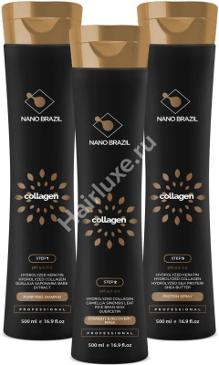 Набор кератина NANO BRAZIL COLLAGEN 500/500/500 мл