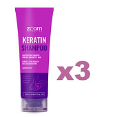 Шампунь-уход безсульфатный для домашнего ухода ZOOM Keratin Shampoo 3 шт